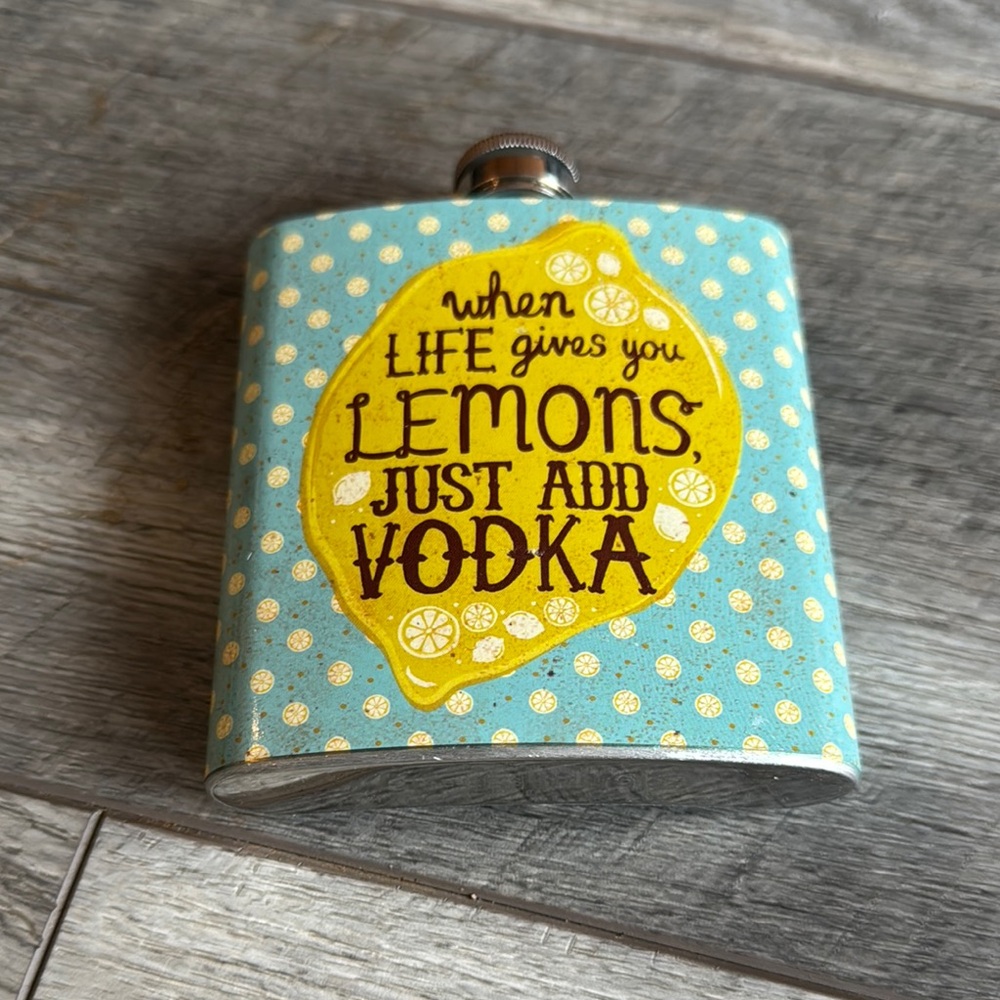 Blue and Yellow Polka Dot Flask